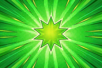 Vibrant Green and Yellow Star Burst Background. Generative AI