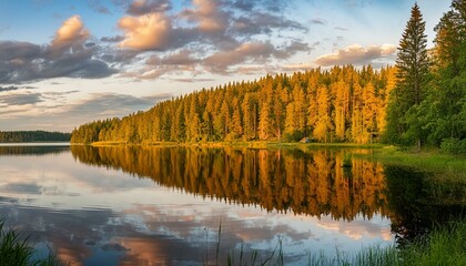 Fototapeta premium Tranquil Swedish Countryside Reflections