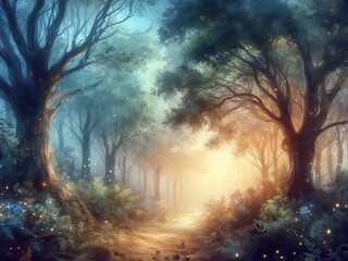 Obraz premium Misty morning in the forest.AI