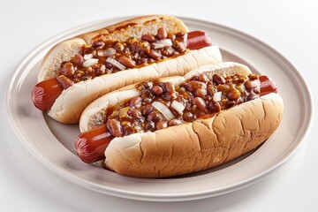 Flavorful Barbecue Bean Chili Dogs with Tangy Chili and Fresh Onion Garnish