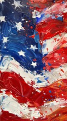Painting of american flag in red, white, and blue