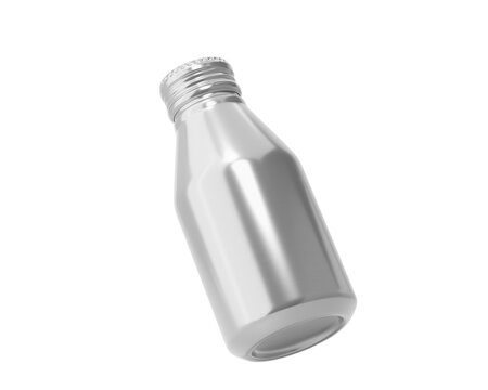Aluminum Thin Wall Bottle with screw cap Packaging Isolated On Transparent Background, Prepared For Mockup, 3D Render.