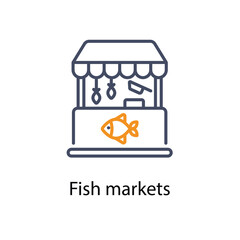 Fish markets vector icon