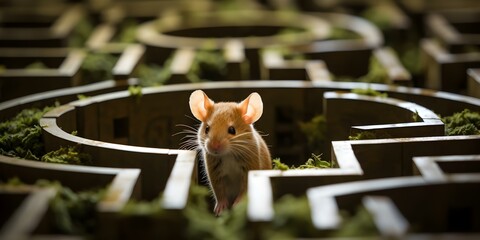 Navigating Confusion and Disorientation: The Symbolism of an Animal in a Maze in Lab Settings. Concept Animal Behavior, Maze Experiments, Symbolism, Lab Settings, Confusion