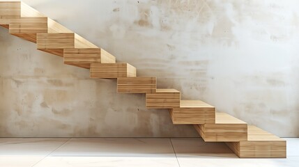 A minimalist staircase with steps crafted from sustainable bamboo, each one featuring a unique, natural grain pattern