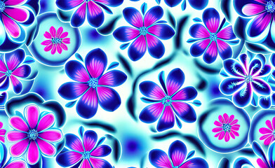 Obraz premium abstract floral seamless pattern, unusual fantasy flowers in pastel colors, background image, glass flowers,