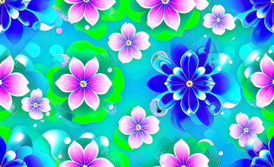 Obraz premium abstract floral seamless pattern, unusual fantasy flowers in pastel colors, background image, glass flowers,