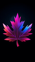 Fototapeta premium Maple leaf logo with neon effect