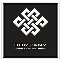 abstract logo design, black and white geometric technology icon