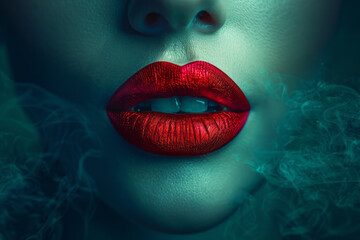 Obraz premium Lips with a velvet texture, appearing soft and luxurious,