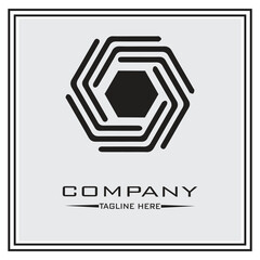 abstract logo design, black and white geometric technology icon