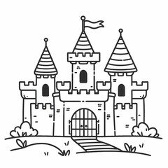 Fototapeta premium Fairy Tale Castle Coloring Page with Whimsical Design