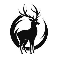 Gloomy Deer Silhouette  vector illustration 