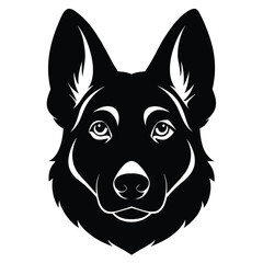 German Shepherds face silhouette isolated on a white background 