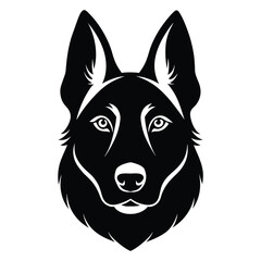 German Shepherds face silhouette isolated on a white background 