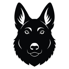 German Shepherds face silhouette isolated on a white background 