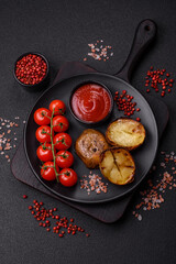 Delicious halved potatoes grilled with salt, spices and herbs