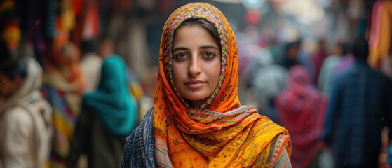 Fototapeta premium Amidst the labyrinthine alleys of the bustling market, the vibrant tapestry of humanity unfolded, each face a story waiting to be told