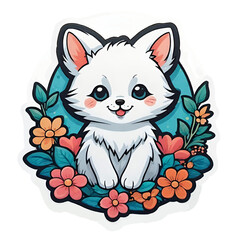 Obraz premium A white puppy in flowers 