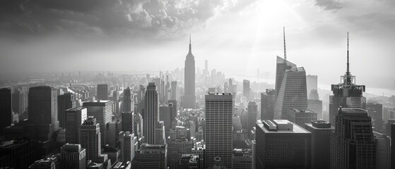 In the heart of the bustling metropolis, the city skyline stretched towards the heavens, a testament to human ingenuity and ambition, each glittering skyscraper immortalized in the crisp clarity