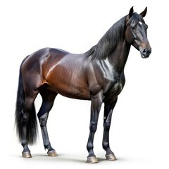 Brown Horse Standing on Top of White Floor. Generative AI