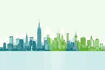 Obraz premium New York City skyline vector flat illustration