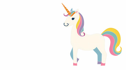 Flat Illustration of a unicorn with a rainbow mane