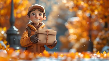 Friendly Delivery: A Warm-Hearted Male Worker's Day