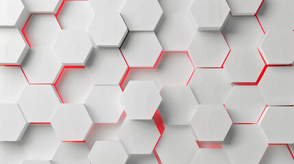 Abstract white hexagon red light glow background. hexagon concept design abstract technology background. white hexagon red light effect white background.