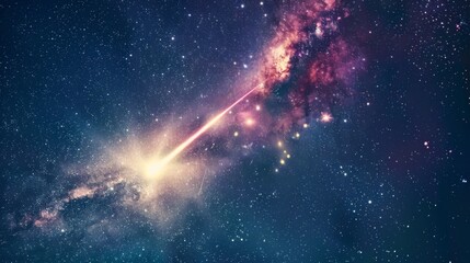 Close-up of a shooting star passing through the Milky Way galaxy, adding to the cosmic spectacle of the universe