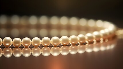 A close-up shot of a string of pearls, showcasing their smooth, lustrous surfaces.