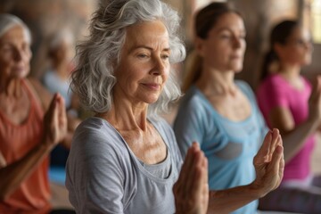 Senior Yoga Class with Instructor, Promoting Flexibility and Well-being for Older Adults
