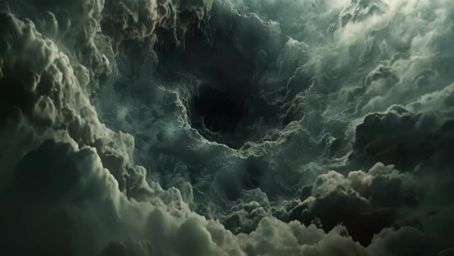 A very large wave cresting and curling in the middle of the ocean under a dark sky, A limitless abyss of potential on a black background