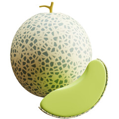 PNG 3D Melon icon isolated on a white background