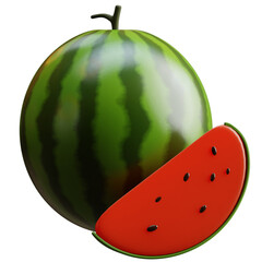 PNG 3D Watermelon icon isolated on a white background