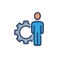 Obraz premium User settings line icon. Person, gear, cogwheel isolated outline sign. People, technical support, engineering concept. Vector illustration for web design and apps