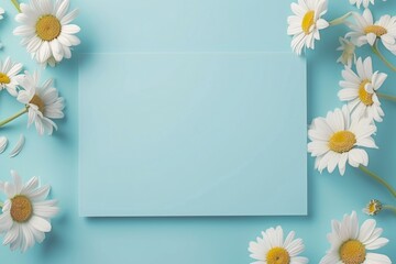 Pastel Blue Delight: Daisy Banner for Your Brand