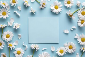 Obraz premium Simple Elegance: White Banner with Daisies