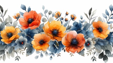 watercolor illustration Bouquet of flowers on a white background