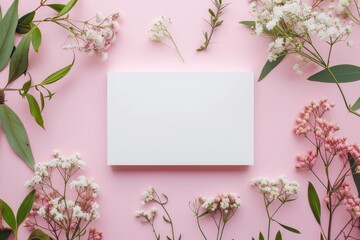 Obraz premium Minimalist Floral Banner on Pastel Pink