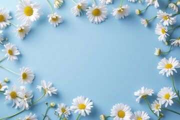 Fototapeta premium Daisy Dreams: Serene Pastel Blue Banner