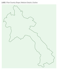 Laos plain country map. Medium details. Outline style. Shape of Laos. Vector illustration.