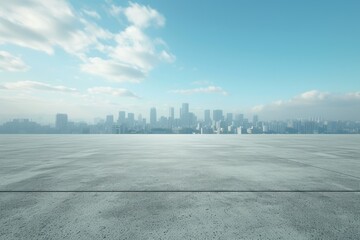 Cityscape Dreams: Realistic Blue Skies Over Concrete