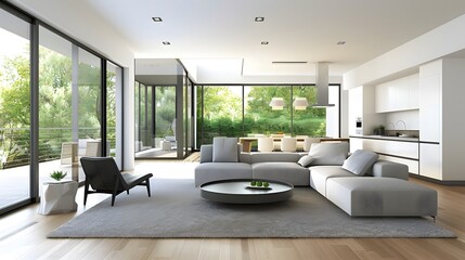 Beautiful Colored Modern Interior Home Living room Mockup with Blank Poster wall Decoration sofa , chair , table etc. 
