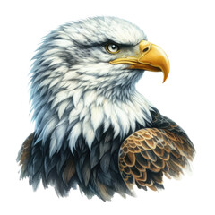 Obraz premium Portrait of a bald eagle on a white background. Watercolor illustration.