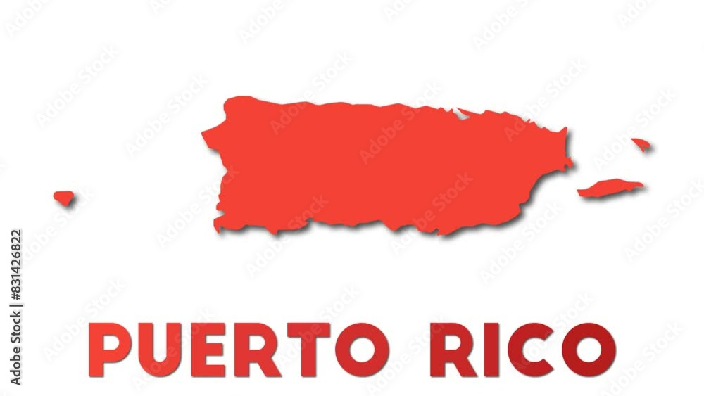 Poster puerto rico map showing regions. animated country map with title in 4k resolution animation.