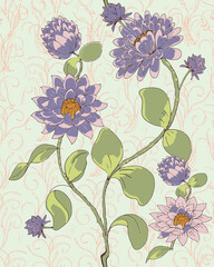 Trailing Wildflowers in a seamless repeating pattern background. Perfet for wallpaper, fabric and scrapbooking projects