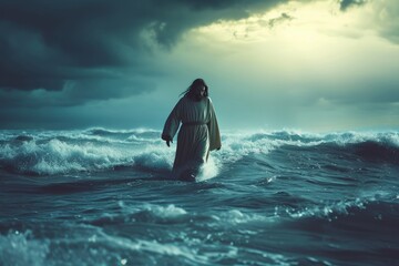 Miraculous Moment: Jesus Amidst the Waves
