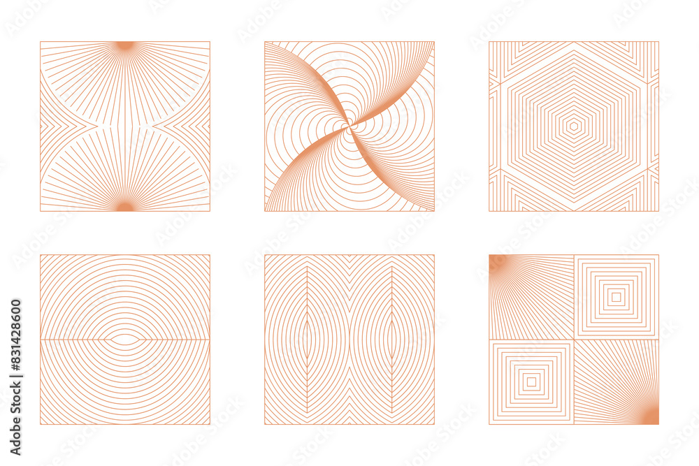 Leinwandbilder vector minimal geometric illustrations set - trendy abstract aesthetic linear compositions, prints, 