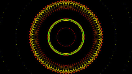 Glow sci fi symmetrical construction. Vj loop trendy neon tunnel. hi tech neon tunel. Sci-fi flight through cyberspace with symmetry. Video game or vj night club background with neon. 3D Illustration
